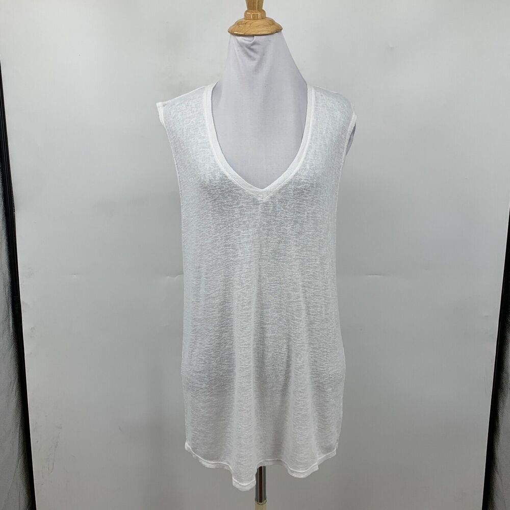 Rails Top Womens SP Petite Small White Semi Sheer Tunic Tank V Neck Sleeveless - Picture 2 of 11